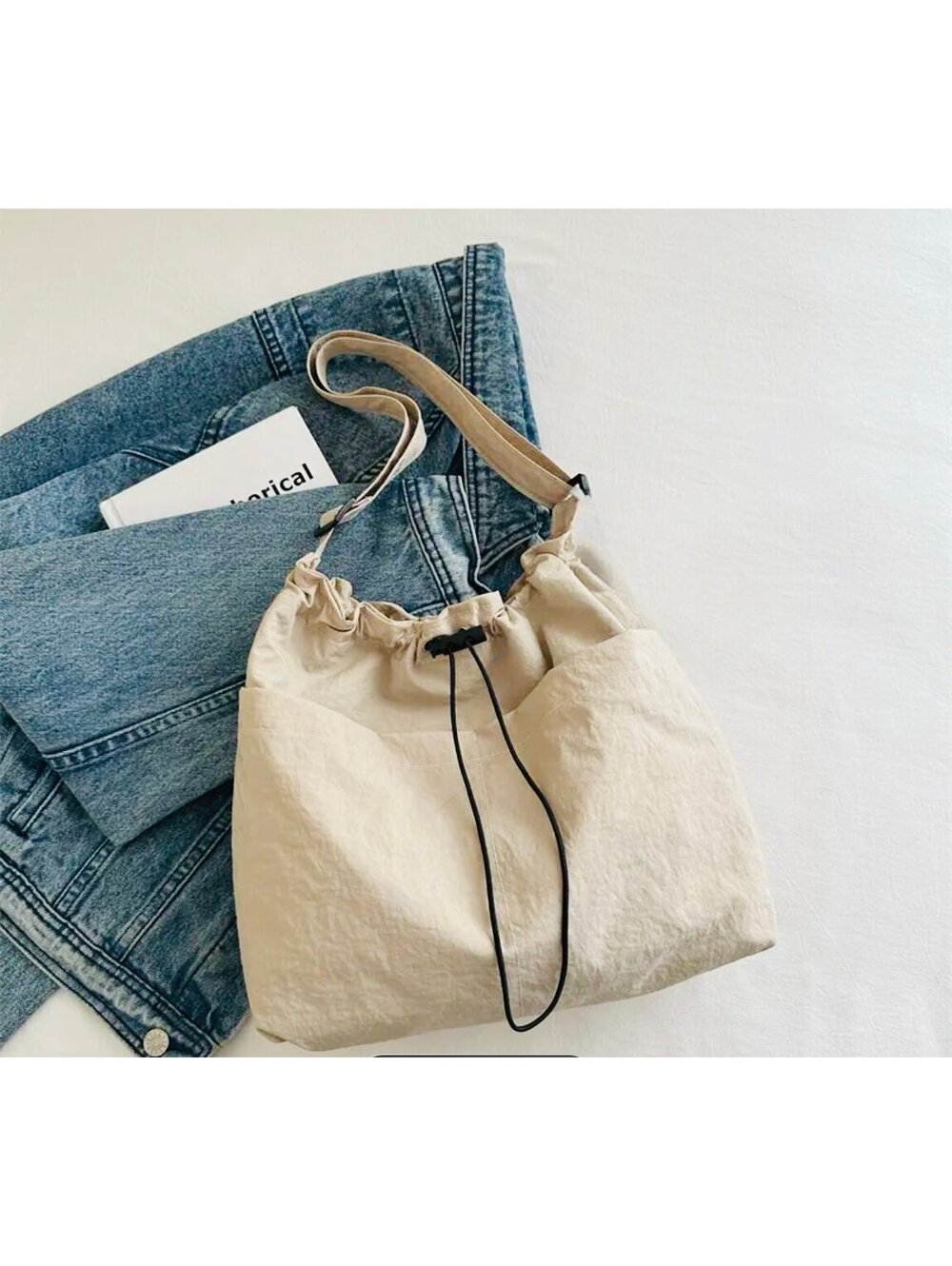 New - Retro Style - Large Capacity Fashion Canvas Bucket /Shoulder Bag - Khaki